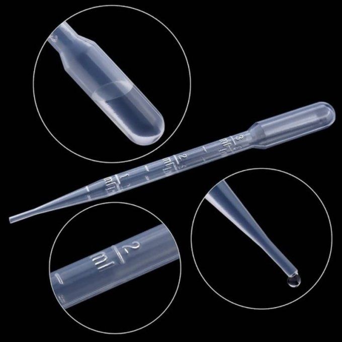 Lot 3  Pipettes graduées transparentes 3ml